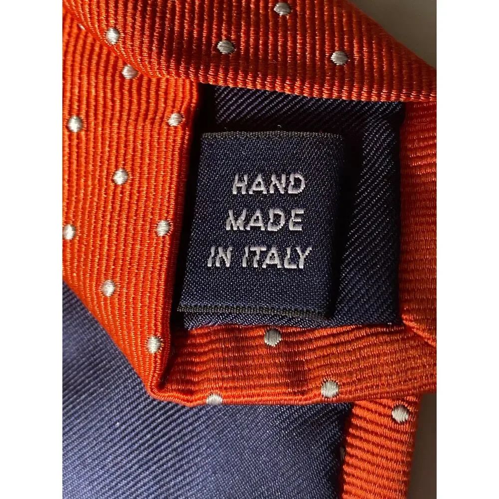 Polo Ralph Lauren Made Italy Silk Tie Orange / cream-white Dots